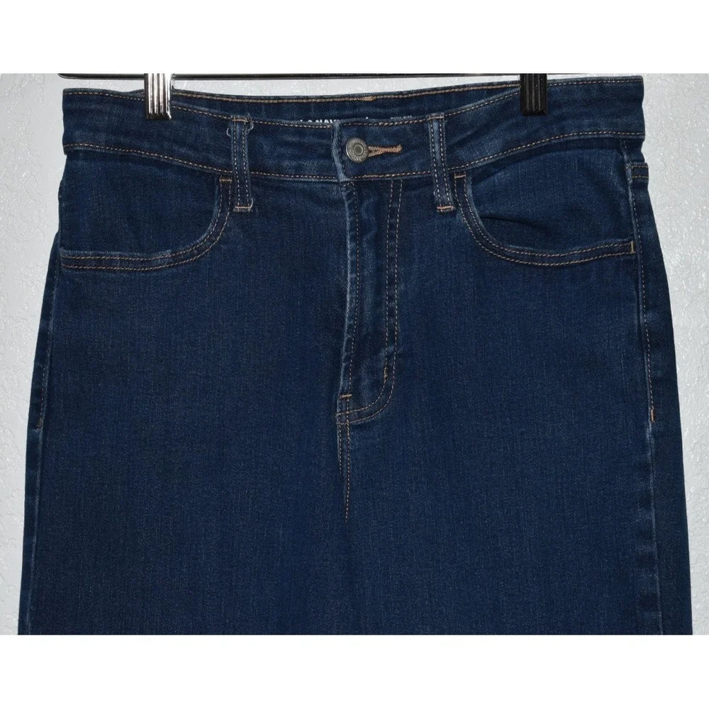 Old Navy Women 4 Loose‎ Jeans Long Wide Leg High Rise Blue Denim Cotton Stretch